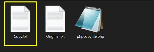 PHP copy file